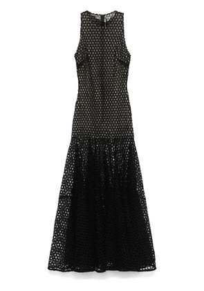 David Koma flared-hem macramé maxi dress - Black
