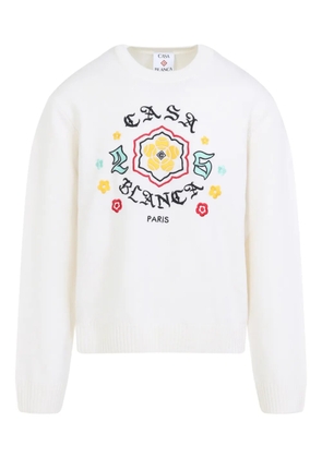 Casablanca floral-embroidered crew-neck sweater - White