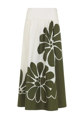 FARM Rio floral-print midi skirt - White