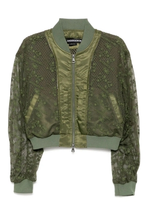 Andersson Bell double layered logo lace short bomber jacket - Green