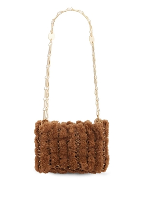 Rabanne 1969 Nano shearling shoulder bag - Brown