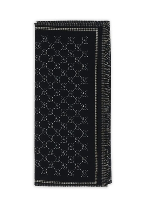Gucci monogram fringed scarf - Black