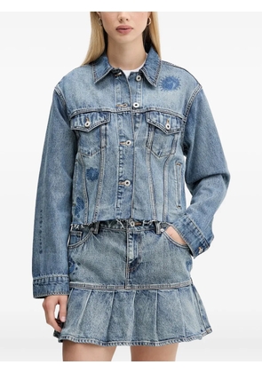 HUGO embroidered-motif denim jacket - Blue