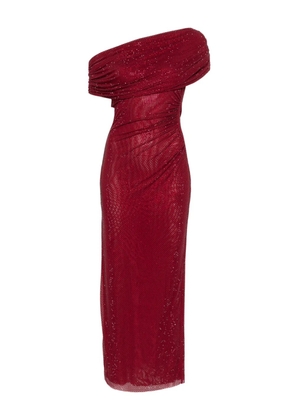 Self-Portrait drape detail midi dress - Red