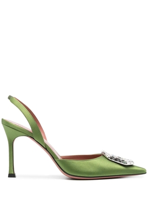 Amina Muaddi Camelia crystal-buckle pumps - Green
