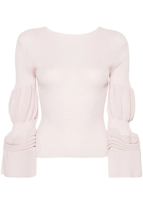 Issey Miyake bell-sleeves ribbed-knit top - Pink