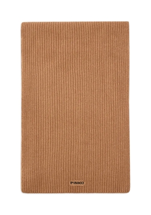 PINKO Slovenia ribbed label scarf - Brown