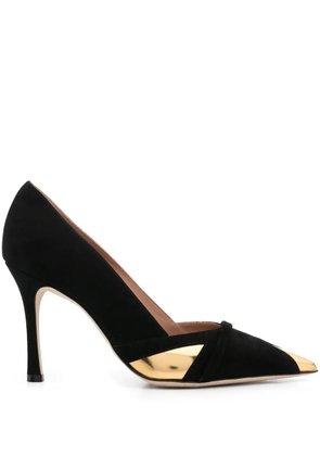 Malone Souliers 100mm contrasting-panel pumps - Black