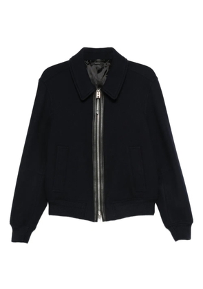 TOM FORD leather-trimmed wool jacket - Blue