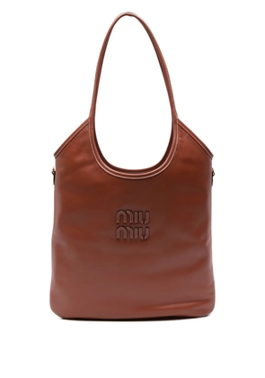 Miu Miu logo-plaque leather shoulder bag - Brown
