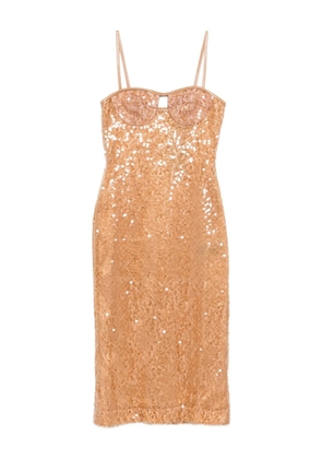 David Koma sequin-embellished midi dress - Brown