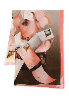 D'aniello letter-print fringed scarf - Pink