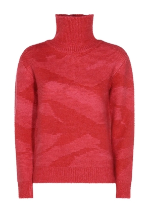 Add roll-neck patterned sweater - Red