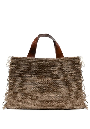 IBELIV Onja woven fringed tote bag - Brown