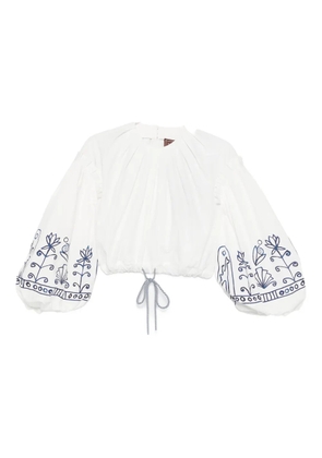 ALEMAIS Leela ruffled floral top - Neutrals