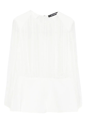 Karl Lagerfeld pleated-detail long-sleeve top - White