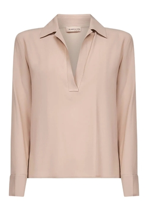 Blanca Vita V-neck buttoned-cuff top - Neutrals