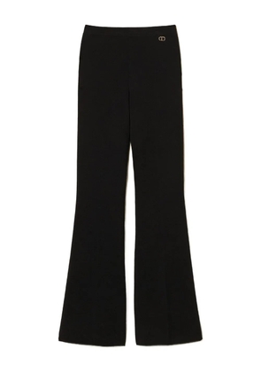 TWINSET flared logo-detail trousers - Black