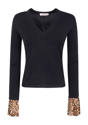 TWINSET ruffled-cuffs sweater - Black