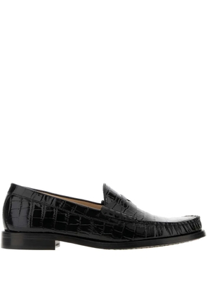 Stuart Weitzman Lottie crocodile-embossed loafers - Black