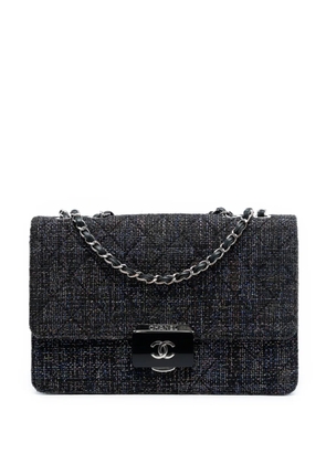CHANEL Pre-Owned 2016-2017 Large Quilted Tweed Beauty Lock Flap crossbody bag - Black