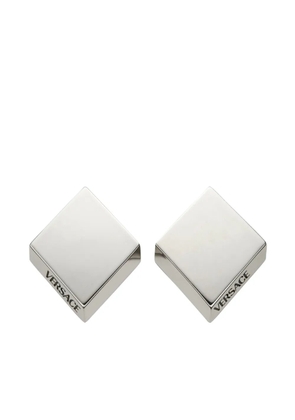 Versace logo-engraved rhombus stud earrings - Silver