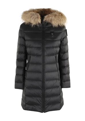Blauer faux-fur trimmed quilted jacket - Black