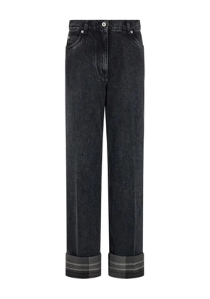 Ferragamo tartan-cuffs straight-leg jeans - Black