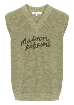 Maison Kitsuné logo-embroidered cotton vest - Green