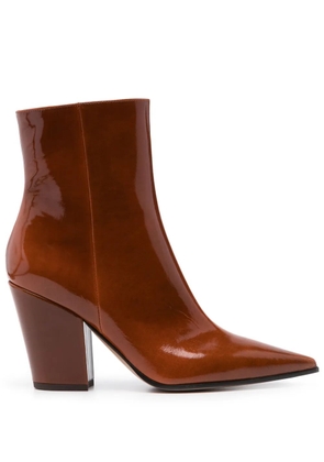 Gianvito Rossi 90mm patent ankle boots - Brown