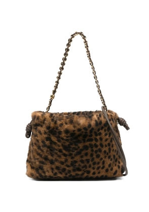 LOEWE leopard chain clutch bag - Brown
