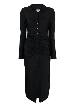 Self-Portrait ruched spread-collar midi dress - Black
