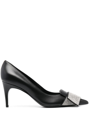 Sergio Rossi 80mm crystal-embellished leather pumps - Black
