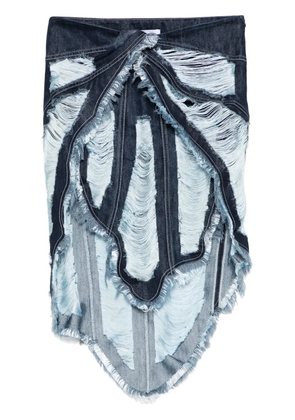 Off-White shredded mini skirt - Blue