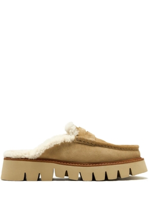 Pedro Garcia Savy shearling-lined platform mules - Neutrals