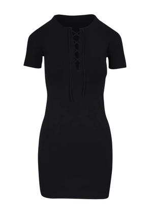 Nili Lotan Palma lace-up short-sleeve dress - Black