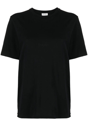 Saint Laurent logo-embroidered cotton T-shirt - Black