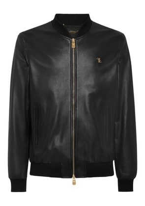 Billionaire leather bomber jacket - Black