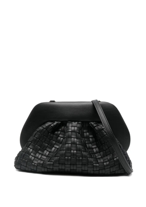 Themoirè woven flap shoulder bag - Black