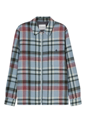 Closed zip-front plaid shirt jacket - Blue