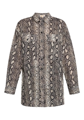 Michael Michael Kors snakeskin-print pocket shirt - Brown