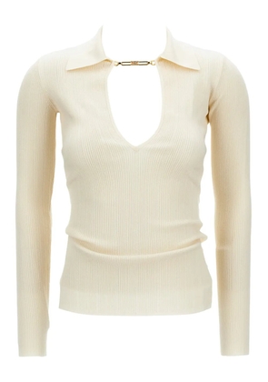 Elisabetta Franchi chain-detail ribbed sweater - Neutrals