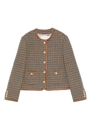 DUNST houndstooth pearl-button jacket - Brown