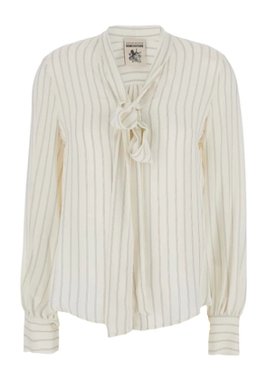 Semicouture tie-neck striped shirt - White