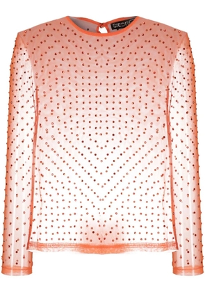 SIEDRES crystal-embellisment sheer blouse - Orange
