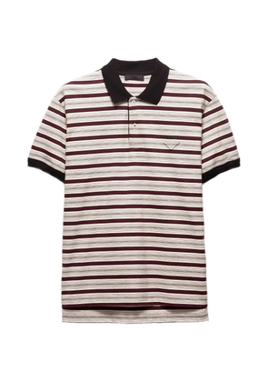Prada striped short-sleeve polo shirt - Neutrals