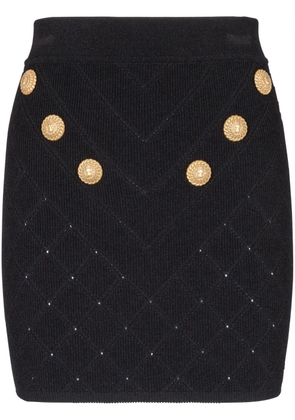 Balmain 6-Button fine-knit mini skirt - Black