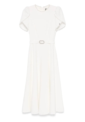 NISSA faux-pearl detailed midi dress - White