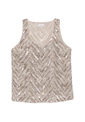 Brunello Cucinelli sequin chevron top - Neutrals