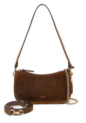 Coach chain-strap suede satchel bag - Brown